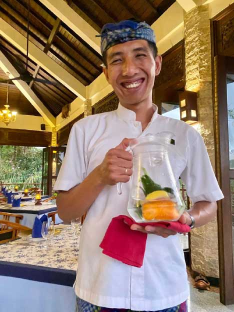 A waiter in Ubud, Bali; his smile, straight from his heart, lit up the world.